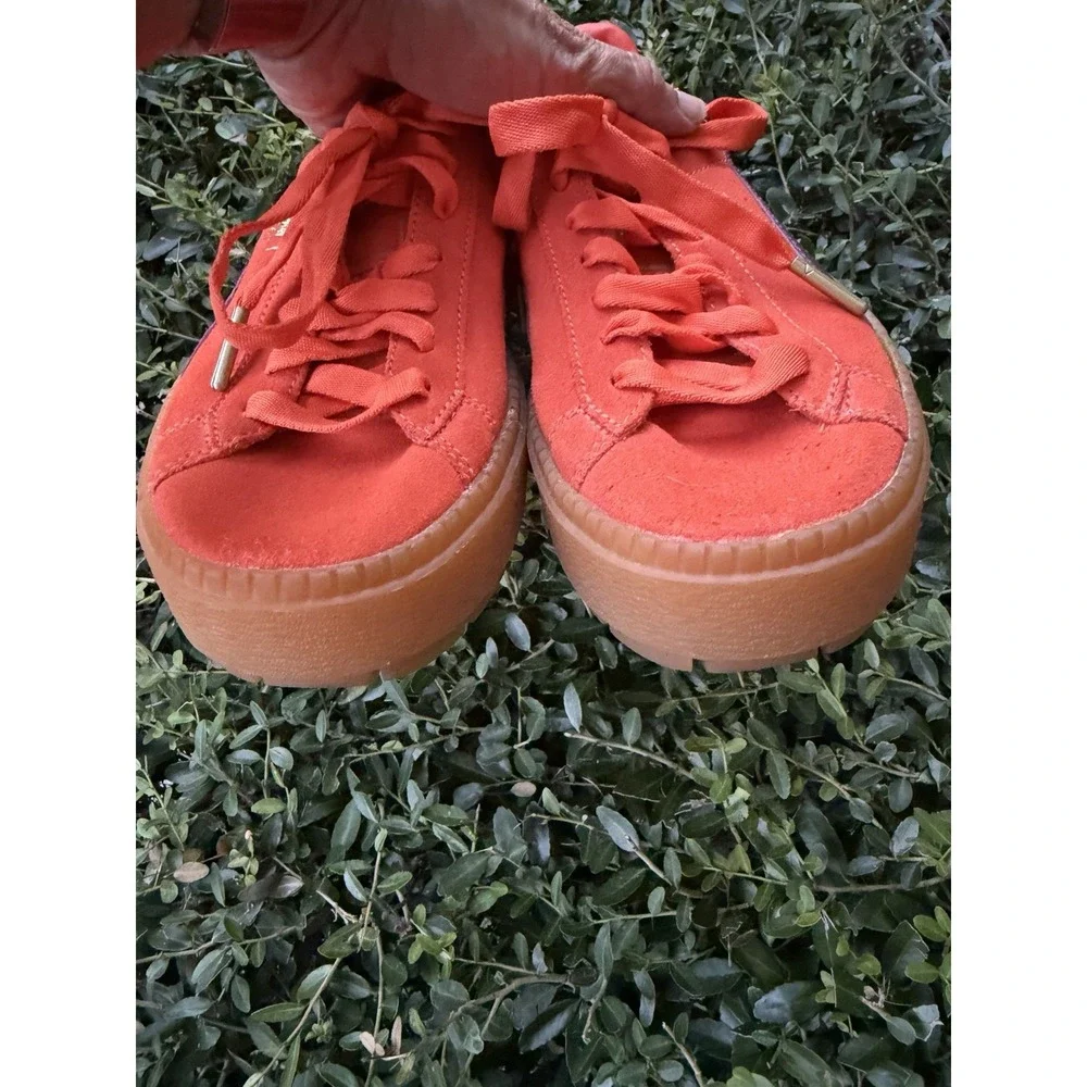 Puma Platform Trace Block Lace Up Orange/Purple Suede Leather Sz7 Trainers Rare
